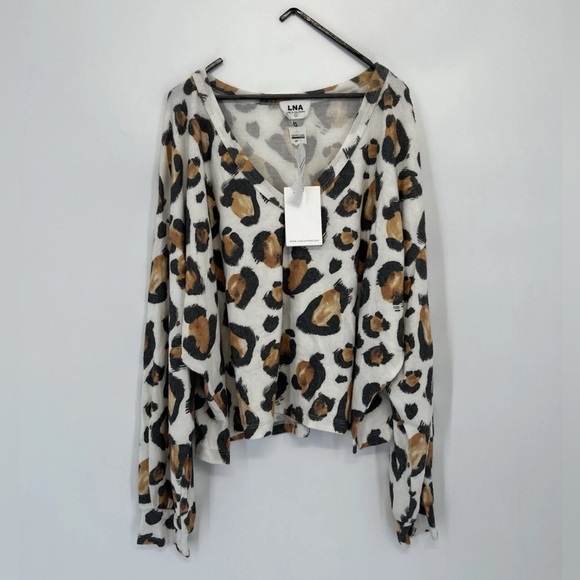 LNA Wild Cat V Neck Leopard Sweater - Picture 2 of 6